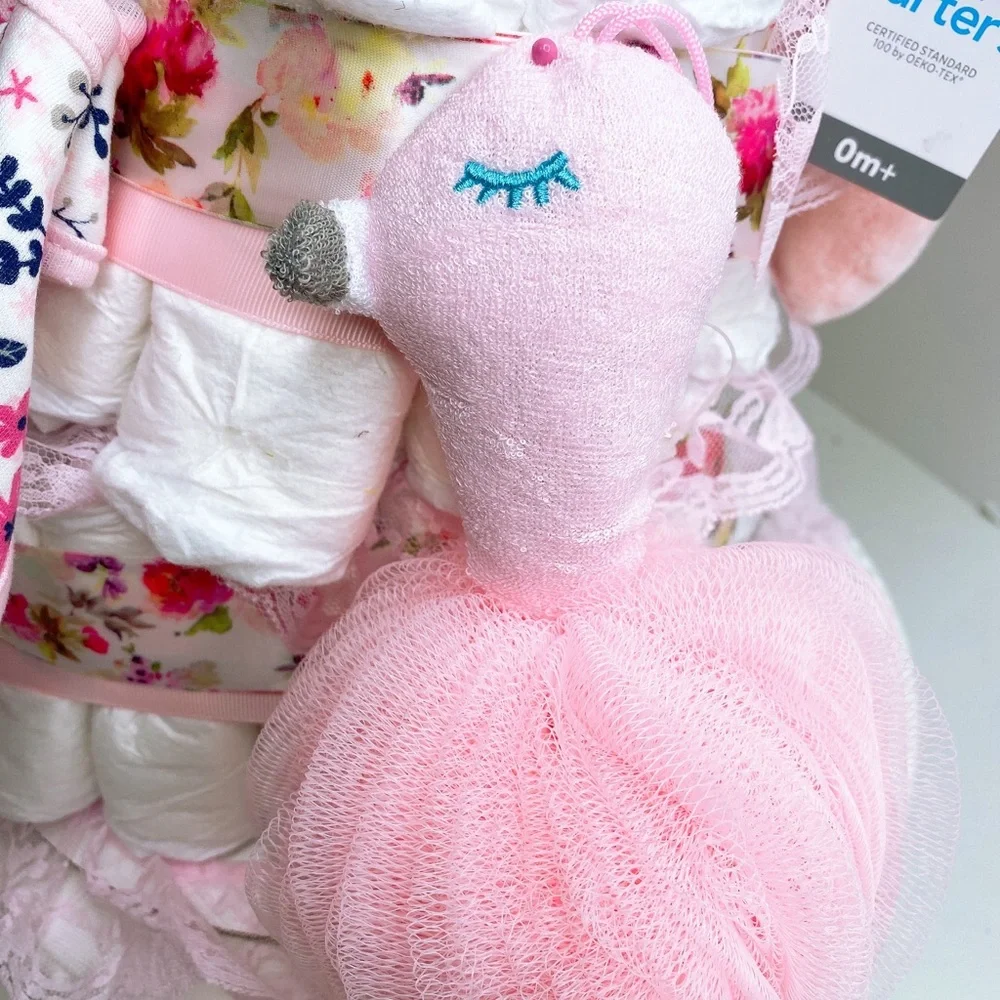 Flamingo Diaper Cake, Easter Baby Shower Gift